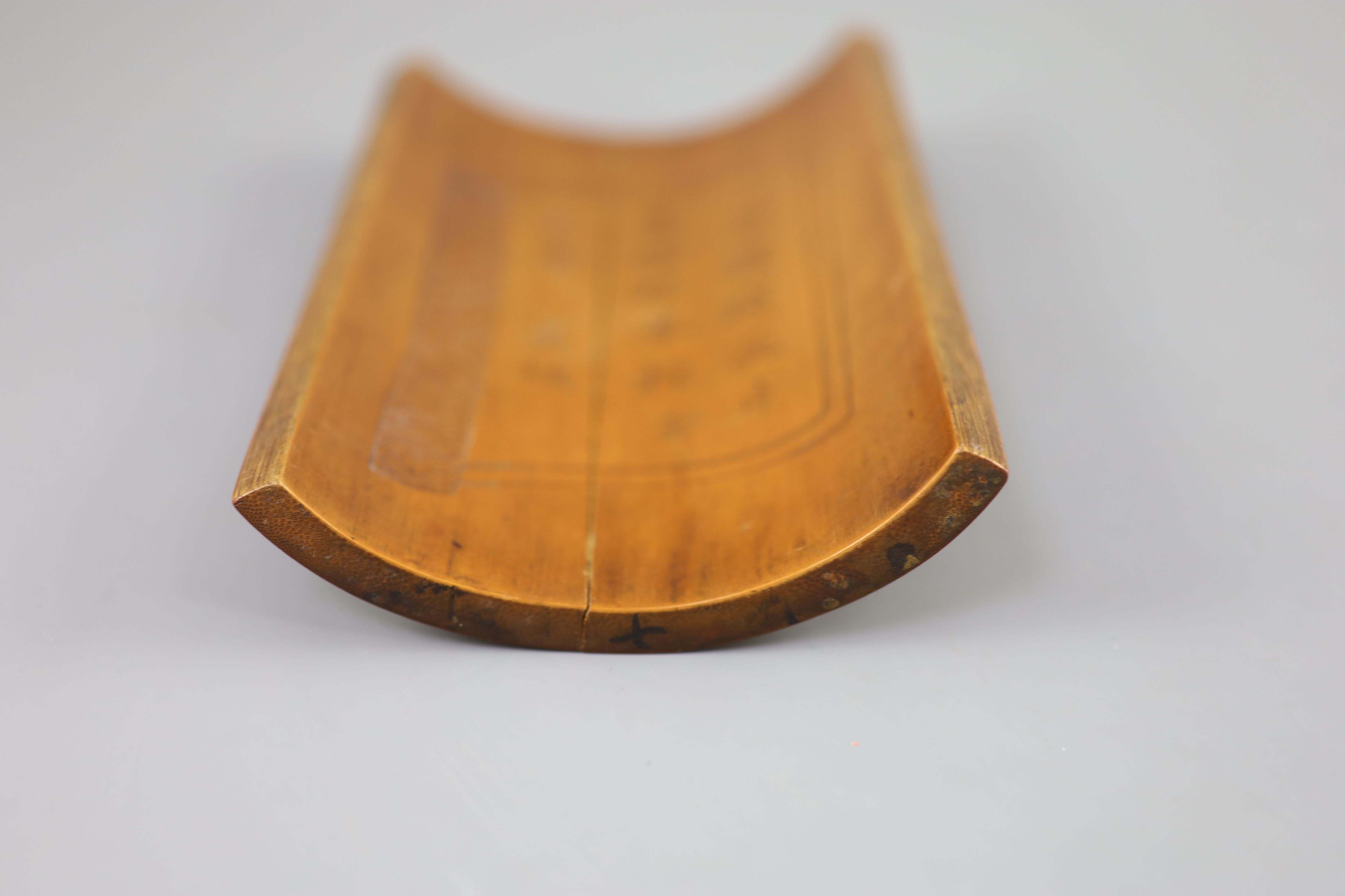 A Chinese bamboo wrist rest, 19th century,